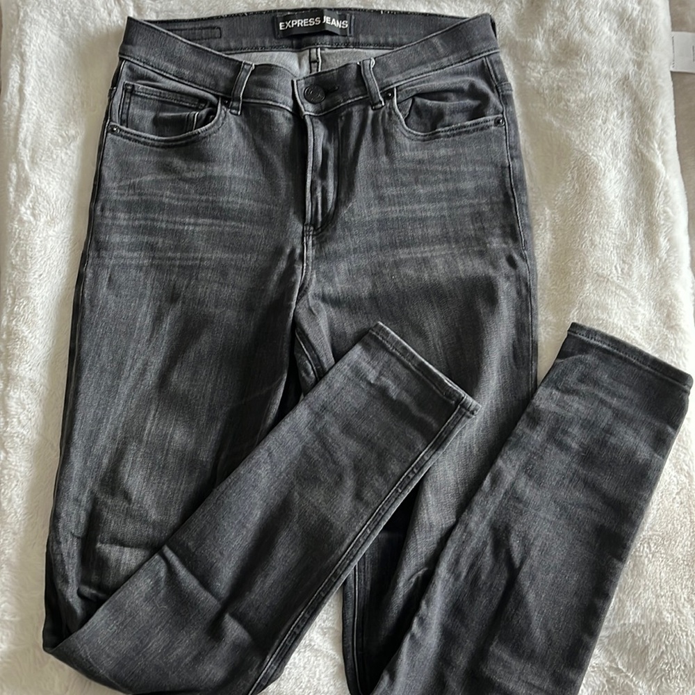 Express dark grey skinny jeans